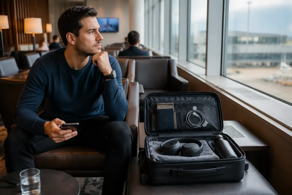 Travel items inside carry-on bag